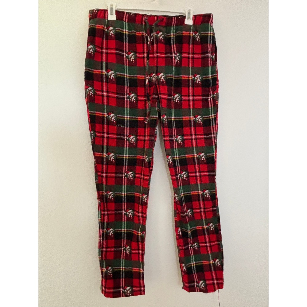 Buc-ee's Christmas Plaid Pajama Pants Red Green Santa Beaver Mens Large